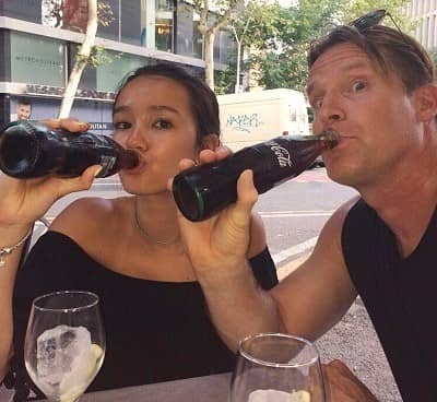 Actress Rachel Boyd with father drinking Coca Cola Soft Drink