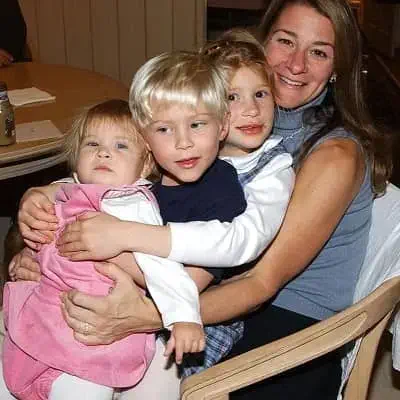 Phoebe Adele Gates with her mother Melinda French Gates, sister Jennifer Katharine Gates and brother Rory Gates