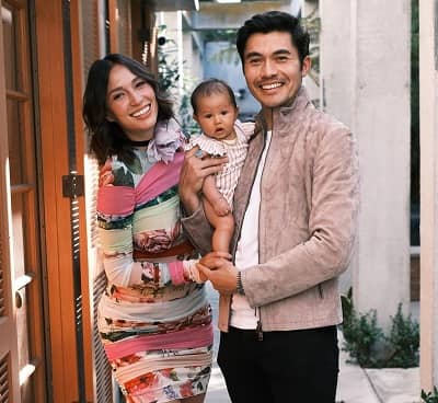 Henry Golding with his wife Liv Lo and Daughter Lyla Golding