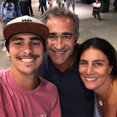 Bruno Montaleone with his mother Monica Pereira and father