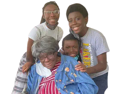 Actor EJ Elisha Williams with his grandmother and siblings