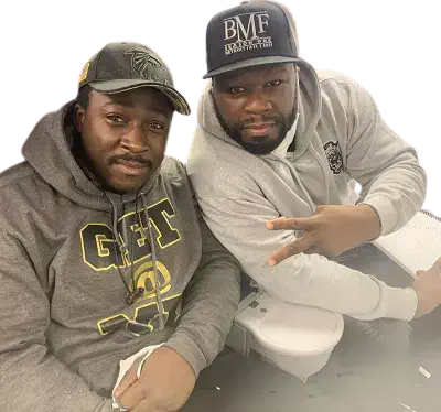 Eric Kofi Abrefa with Rapper 50 Cent