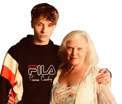 Ty Tennant with his grandmother Sandra Dickinson