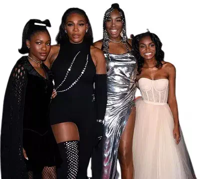 Demi Singleton with Serena Williams, Venus Williams & Saniyya Sidney