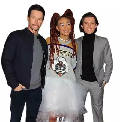 Tati Gabrielle with Mark Wahlberg and Tom Holland