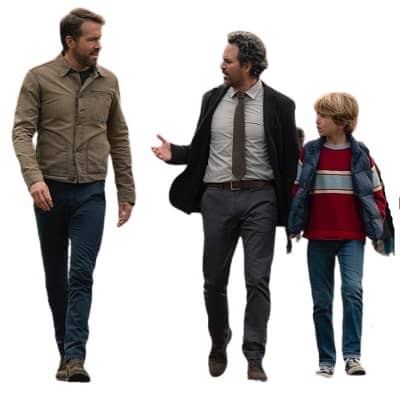 Walker Scobell as Young Adam with Adam and his on-screen dad