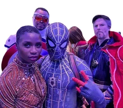 Ann Akinjirin with Marvel heroes