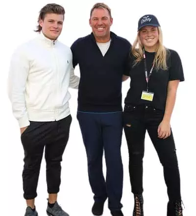 Brooke Warne with her father Shane Warne and brother Jackson Warne