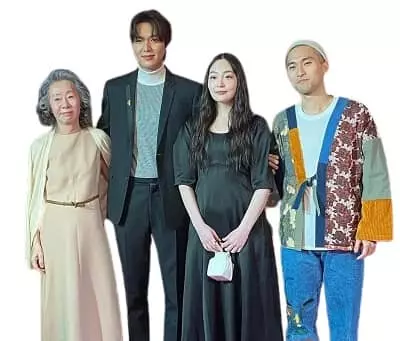 Jin Ha with Pachinko cast