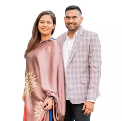 Bhanuka Rajapaksa with his wife Sandrine Perera