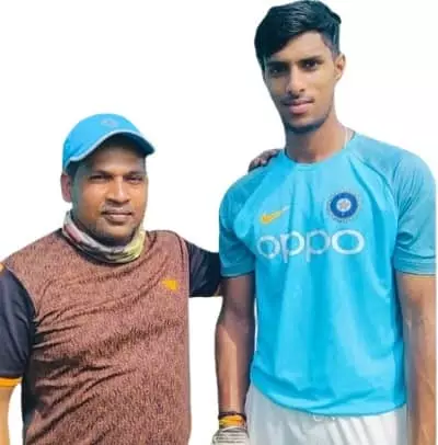 Tilak Varma with his coach Salam Bayash