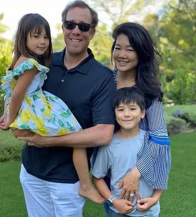 Crystal Kung Minkoff with her husband Rob Minkoff and Kids Max and Zoe