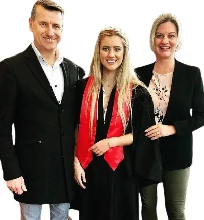 Mia Healey with her father and mother