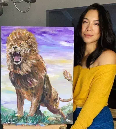 Regina Ting Chen showing her painting