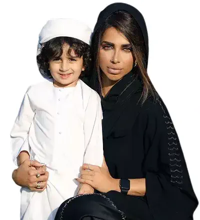 Sara Al Madani with son Maktoum