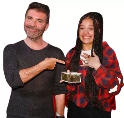 Sara James With Simon Cowell after winning Golden Buzzer