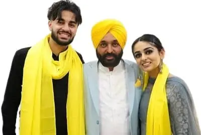 Bhagwant Mann with his son Dilshan and daughter Seerat