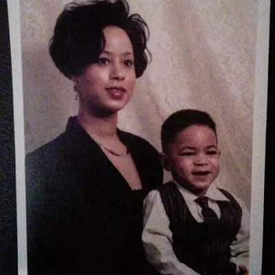 Childhood photo of Jesse Bray with his mother