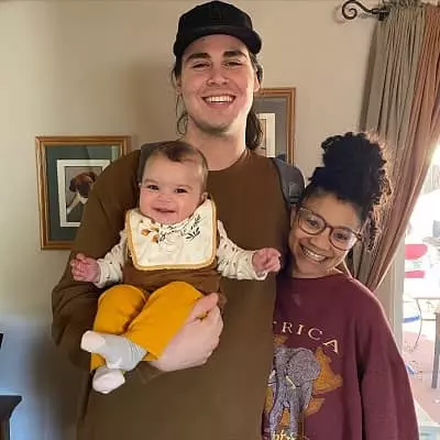 Kylee Russell with her partner Gavvin and daughter