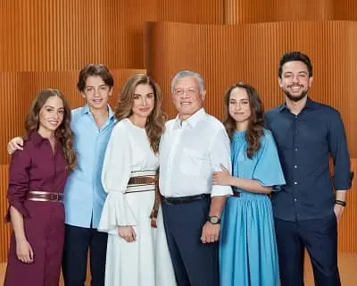 Princess Iman bint Abdullah with her siblings and parents