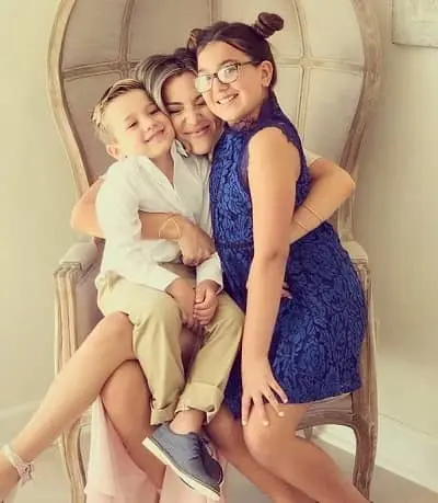 Alex Hall with her children