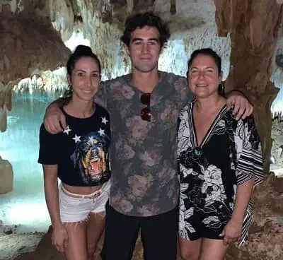 Chris Hahn with his sister and mother
