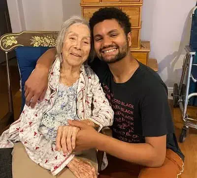 Maxwell Alejandro Frost with his grandmother