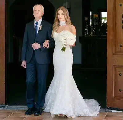 Nicole Young with her father on her wedding