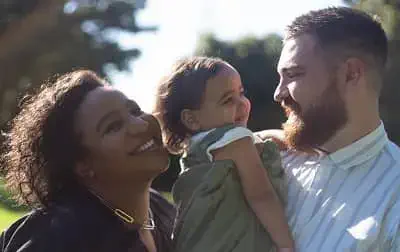 Sophia Nomvete with her husband, Daniel Cox and daughter