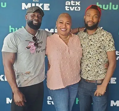 Trevante Rhodes with his mother and brother
