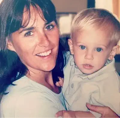 Freddie Thorp with his mother Antonia Manley