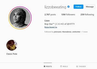 Lizzo Instagram account