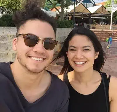 Melanie Perkins with her brother Johnny Perkins