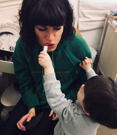 Jemima Rooper with her son