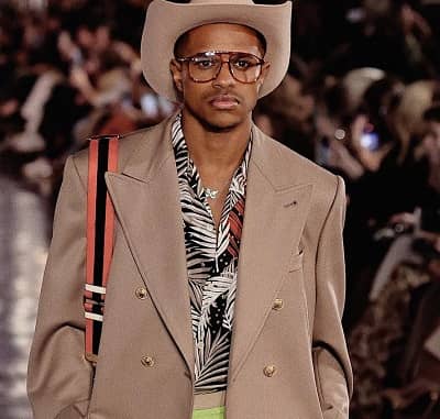 Jeremy Pope walking the ramp for Gucci