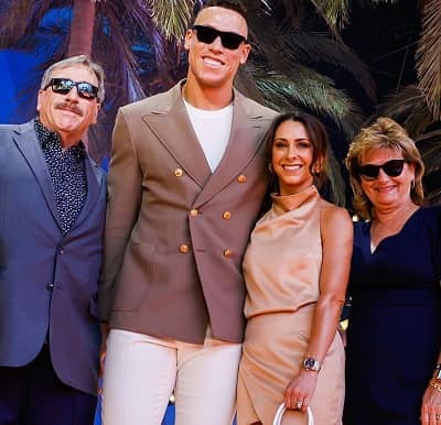 Samantha Bracksieck with Judge and his parents at Los Angeles