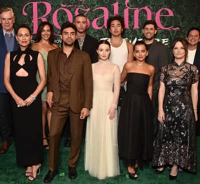 Sean Teale with the cast of Rosaline