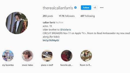 Callan Farris Instagram account