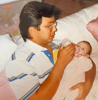 Farrah Brittany with her biological father