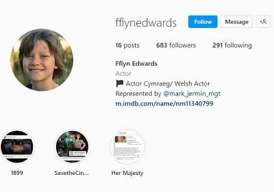 Fflyn Edwards Instagram account