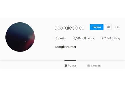 Georgie Farmer Instagram account