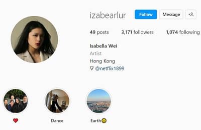 Isabella Wei Instagram account