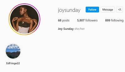 Joy Sunday Instagram account