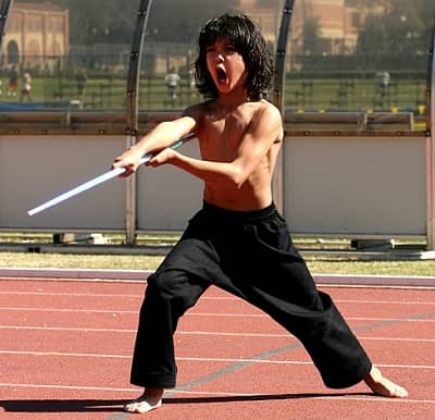 Luca Oriel during learning karate