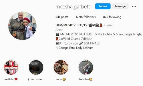 Meesha Garbett Instagram account