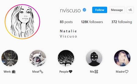 Natalie Viscuso Instagram account