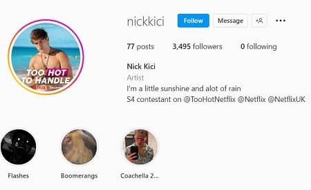 Nick Kici Instagram account