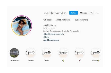 Sparkle Hyche Instagram account