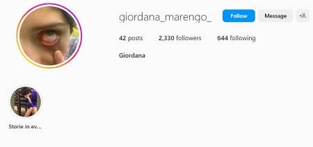 Giordana Marengo Instagram account