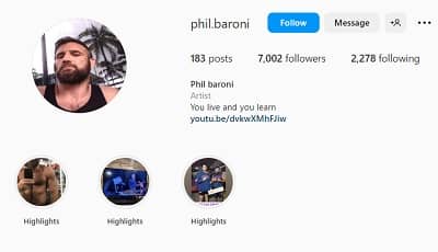Phil Baroni Instagram account